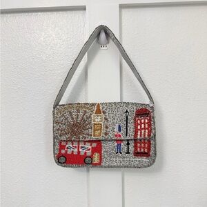 Anthropologie Beaded London Cityscape Shoulder Bag